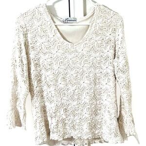 Floral Lace Stretchy blouse Casual formal Date Dinner out Size L